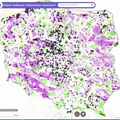  Mapa lokalizacji farm i elektrowni wiatrowych w Polsce 2023