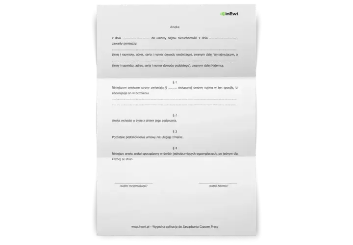 Aneks do umowy najmu okazjonalnego - Pobierz wzór PDF