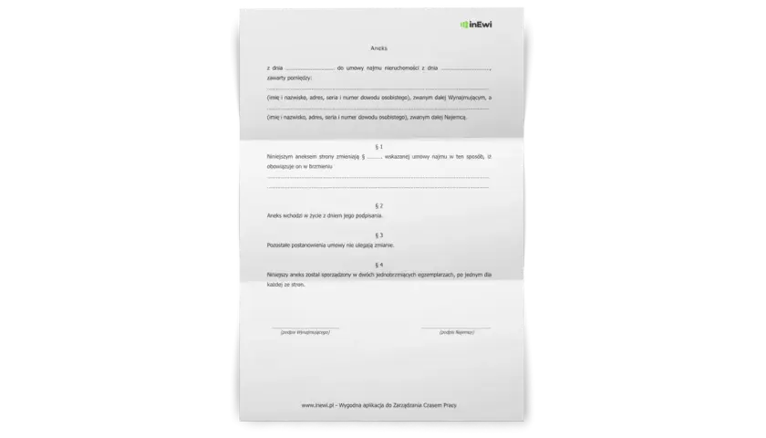Aneks do umowy najmu okazjonalnego - Pobierz wzór PDF