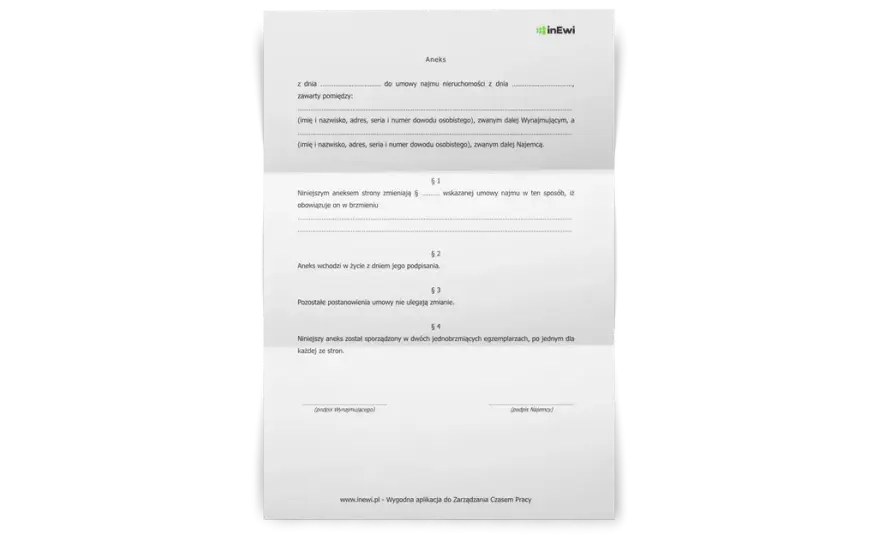 Aneks do umowy najmu okazjonalnego - Pobierz wzór PDF